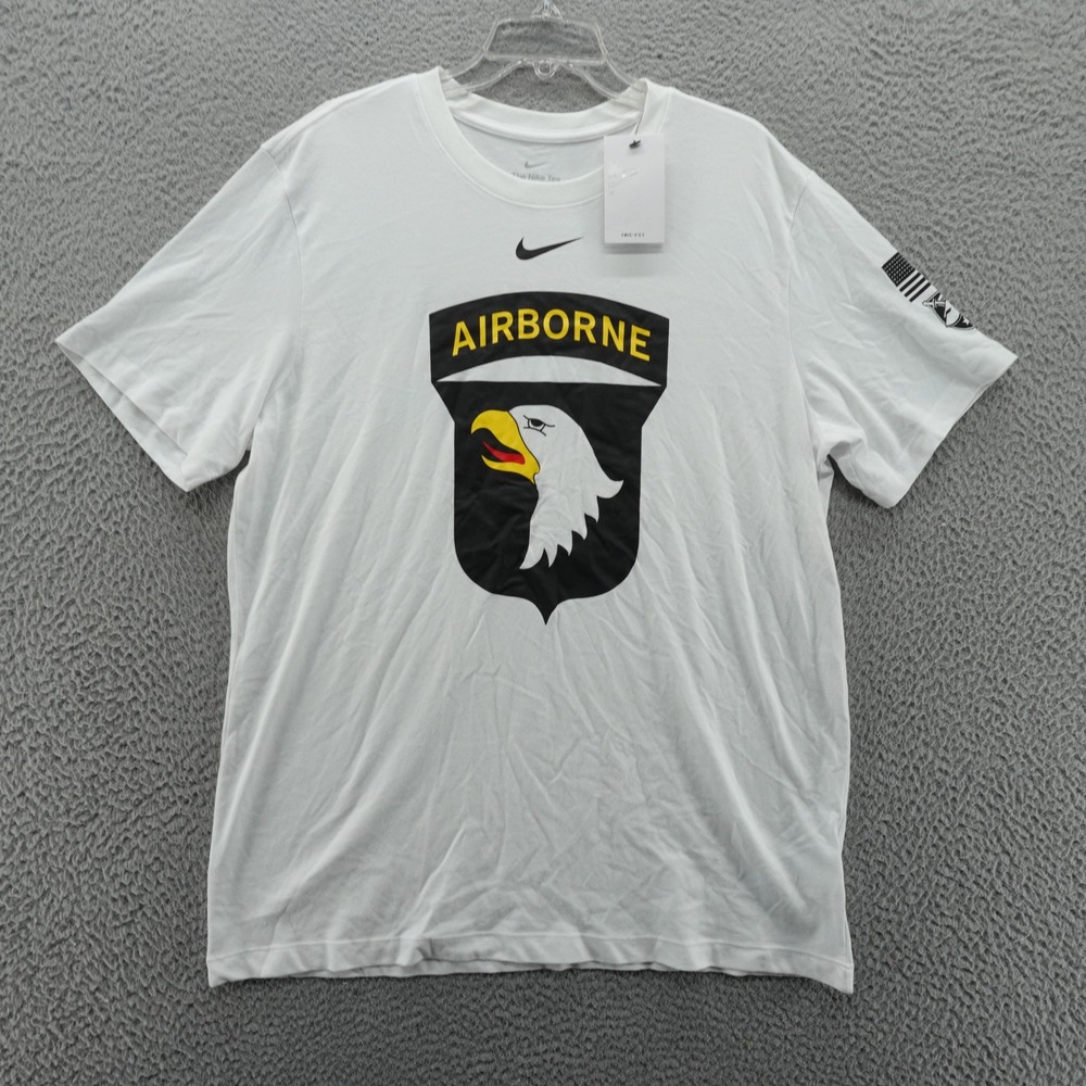 Nike Mens Dri-FIT 101st Airborne Division T-Shirt White Size XL USA NEW